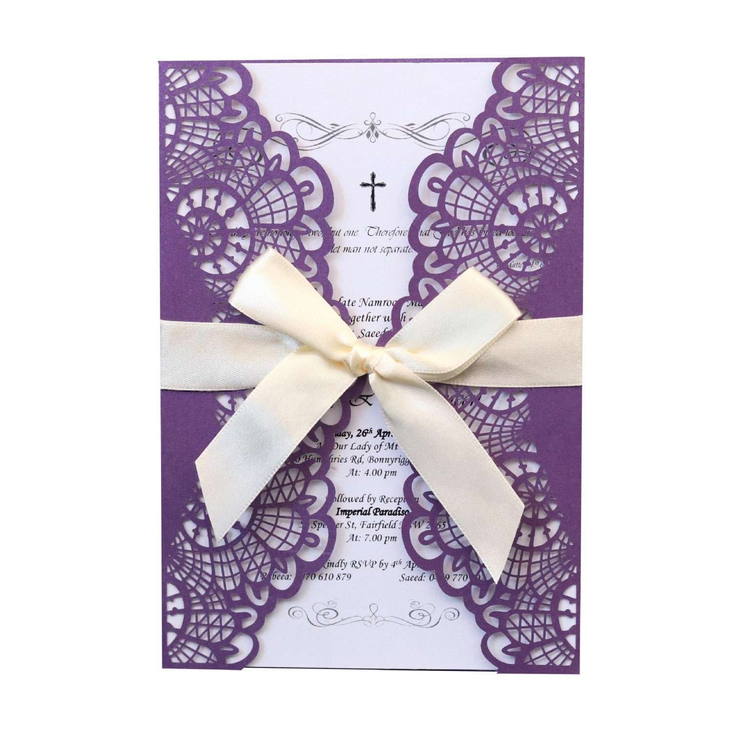 Wedding Invitation Rectangle Laser Cut Paper Beautiful Lace Card